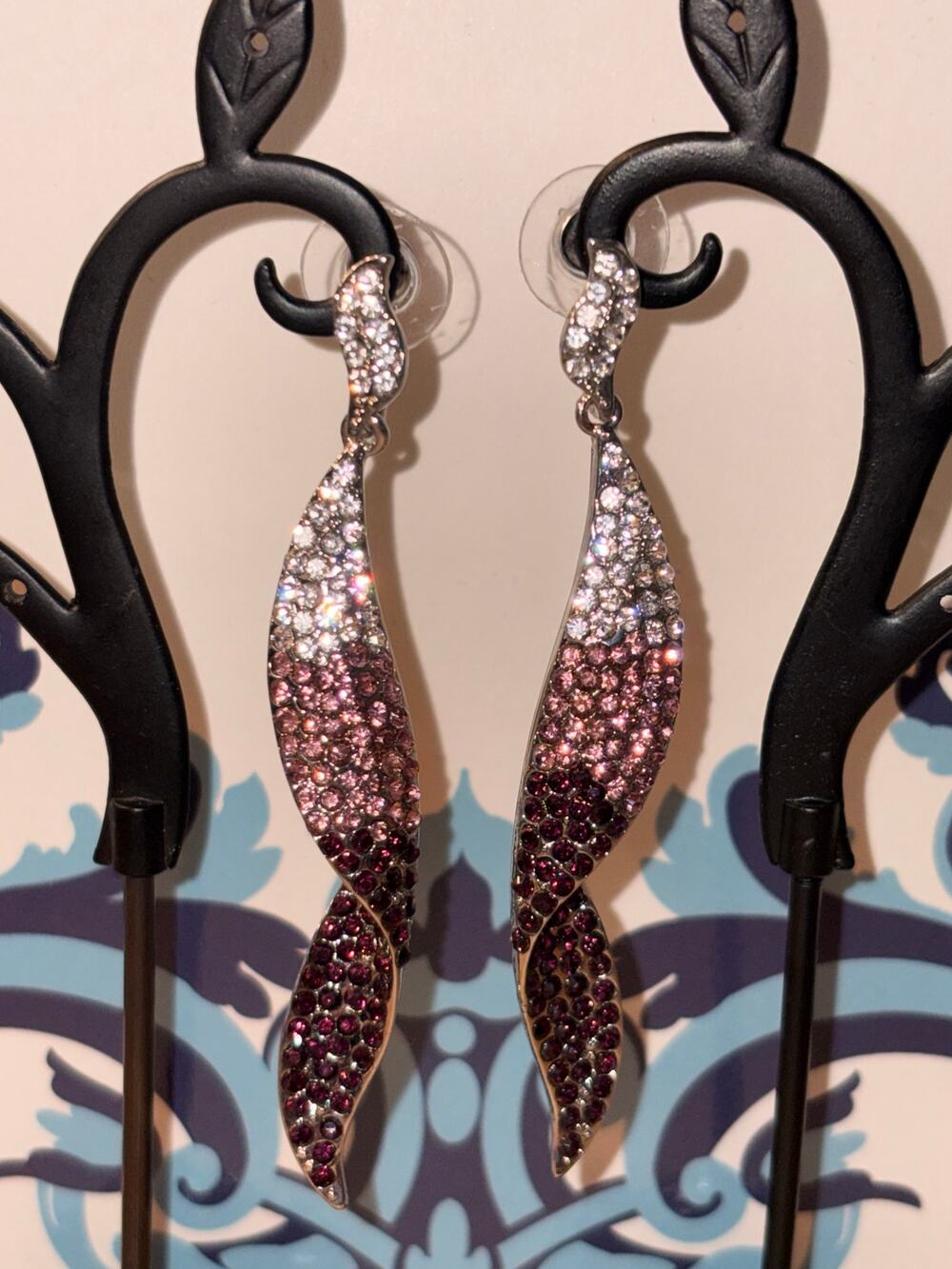 Ombre Crystal Dangle Earrings Crystal Clear To Deep Amethyst